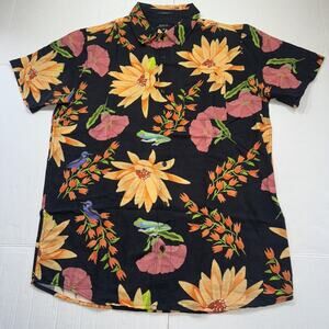 Roark Shirt Mens Size M Short Sleeve Button Classic Fit Floral Summer Black